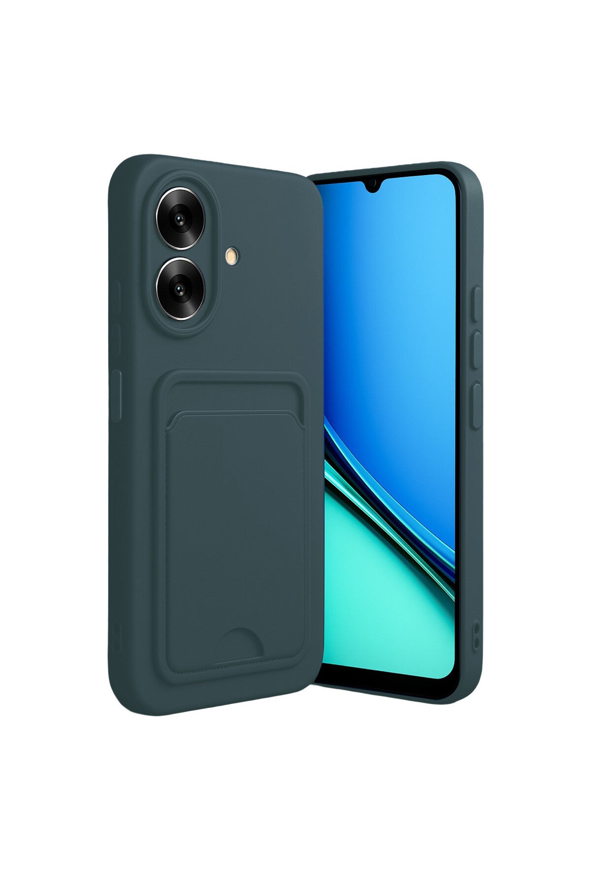 Realme Note 60 Uyumlu Kelvin Kartvizitli Silikon - Koyu Yeşil