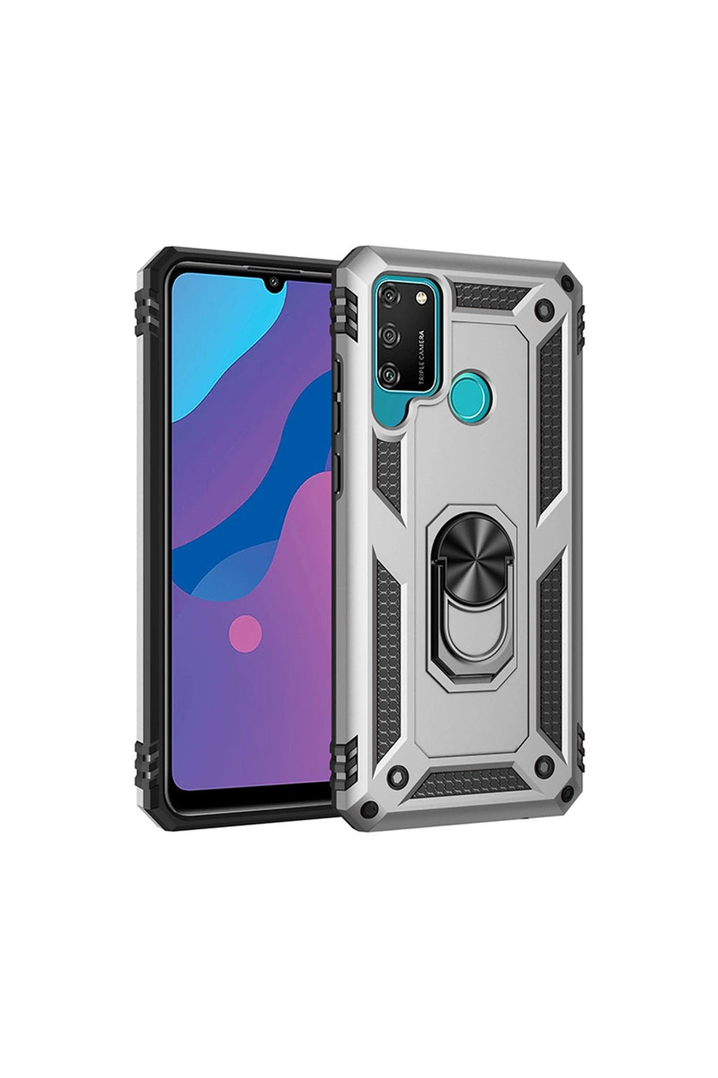 Huawei Y6P Uyumlu Kılıf Sofya Yüzüklü Silikon Kapak - Gümüş