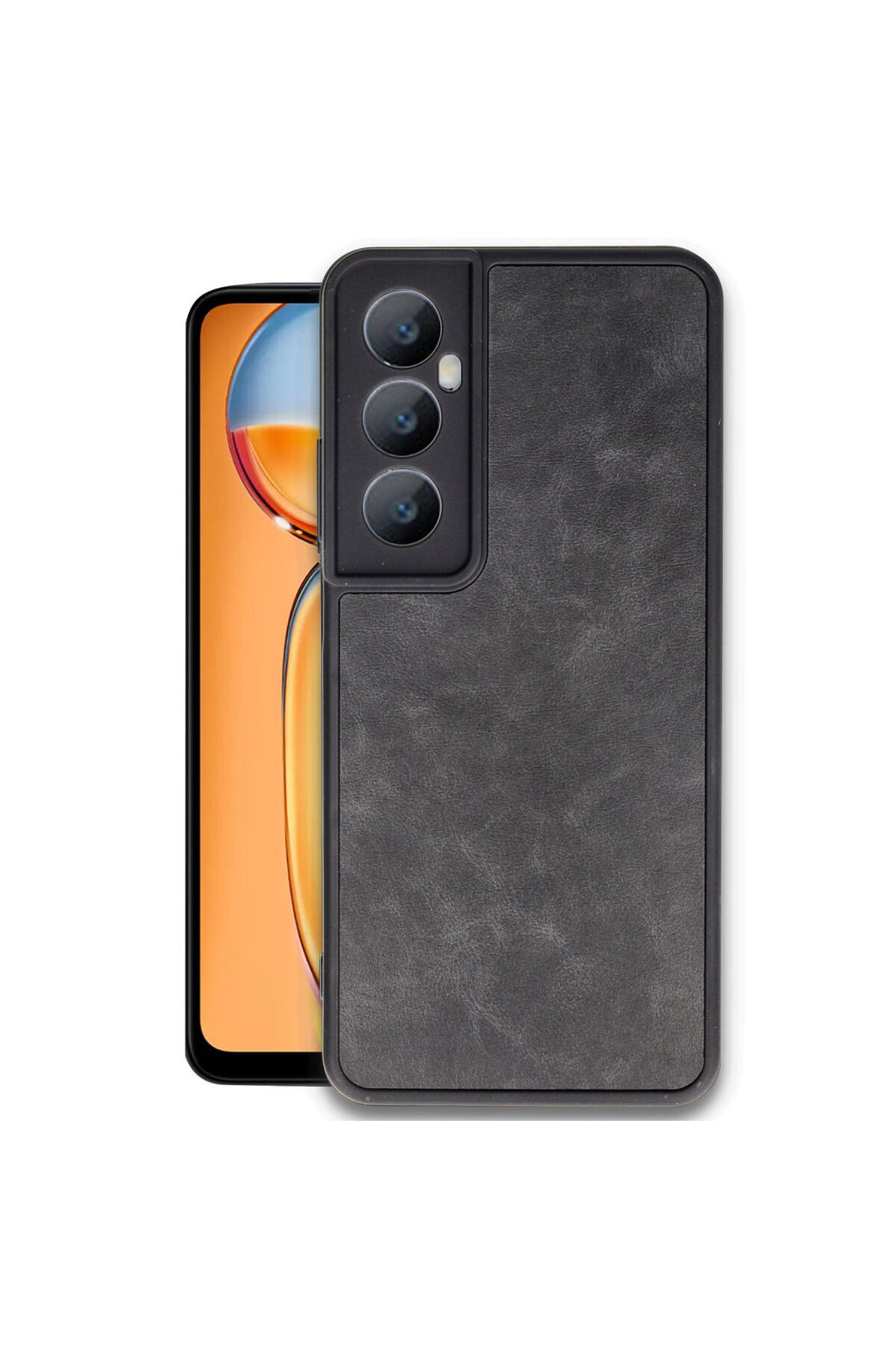 Realme C65 Uyumlu Kılıf Aras Deri Kapak - Siyah