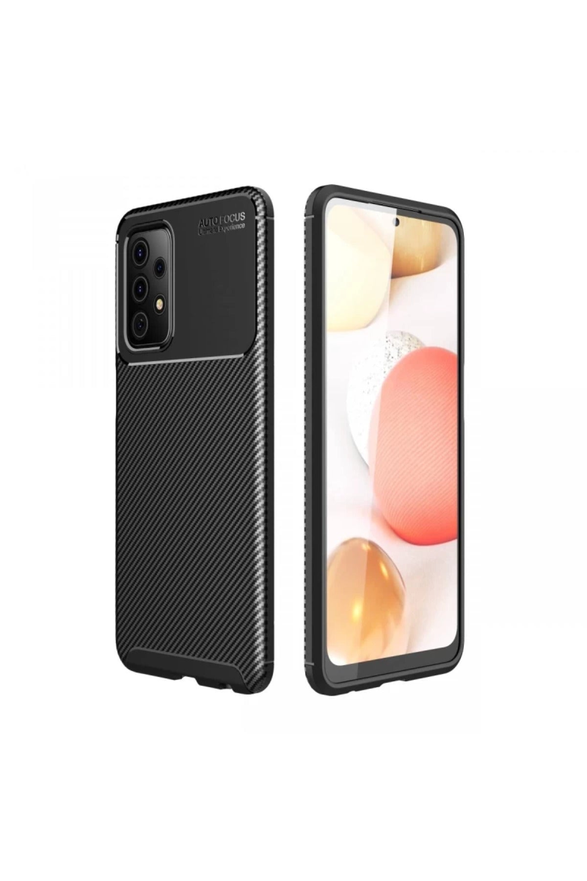 Samsung Galaxy A72 Uyumlu Kılıf Auto Focus Karbon Kapak - Siyah