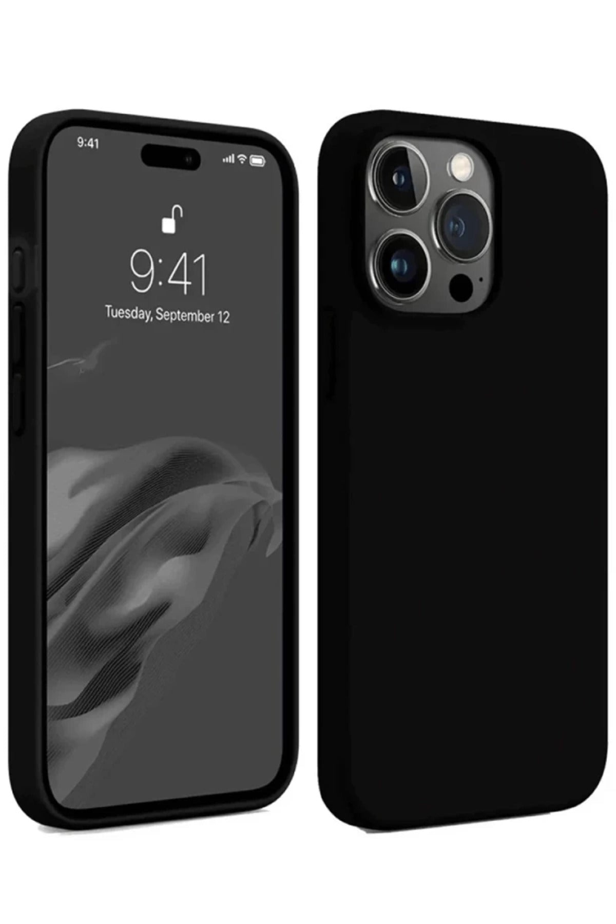 Apple iPhone 15 Pro Max Uyumlu Kılıf First Silikon - Siyah
