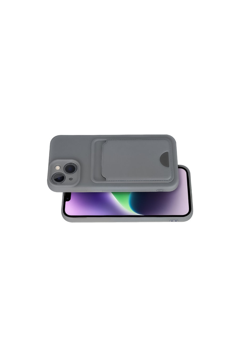 Apple iPhone 14 Uyumlu Kılıf Kelvin Kartvizitli Silikon - Gri