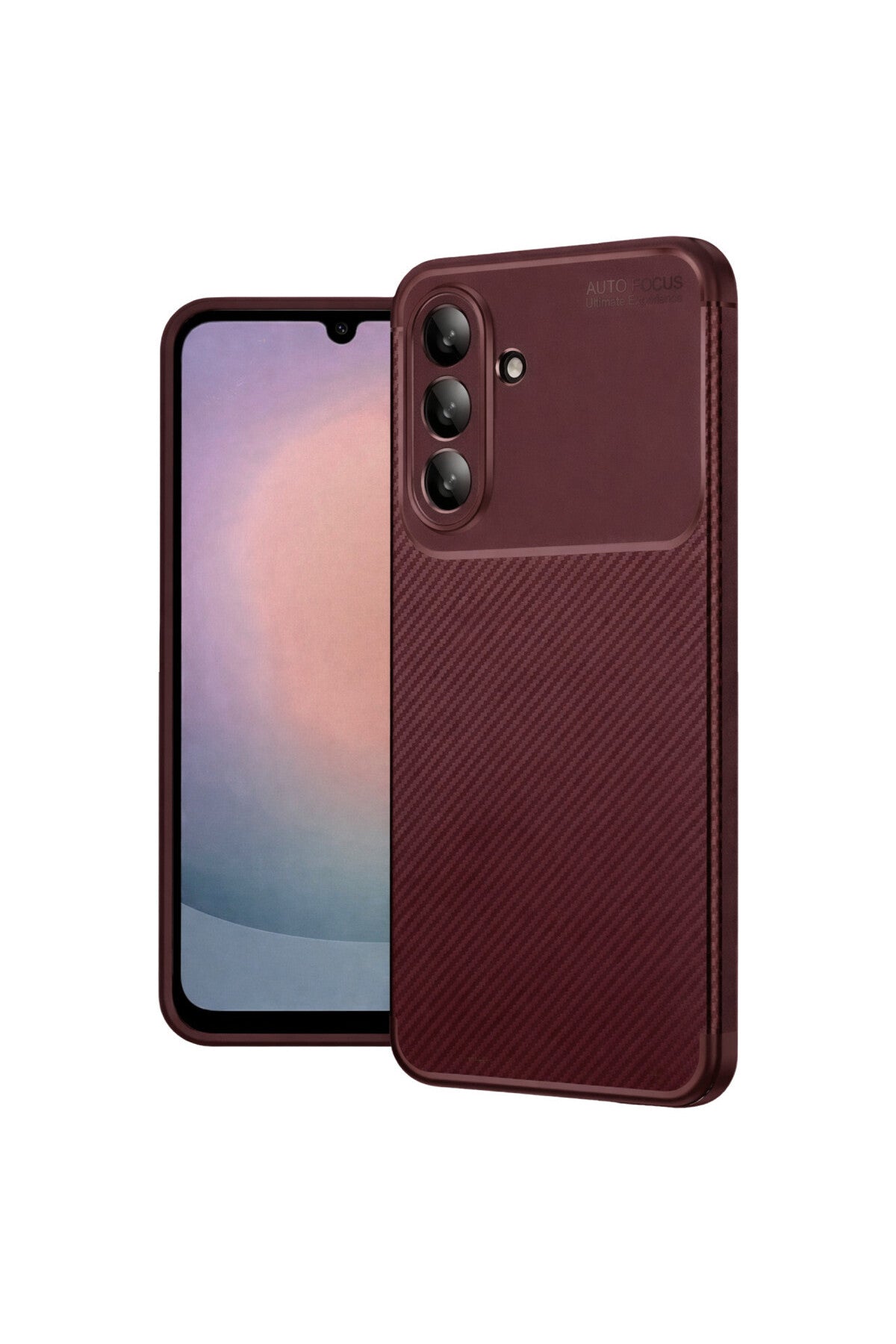 Samsung Galaxy A36 Uyumlu Kılıf Auto Focus Karbon Kapak - Bordo