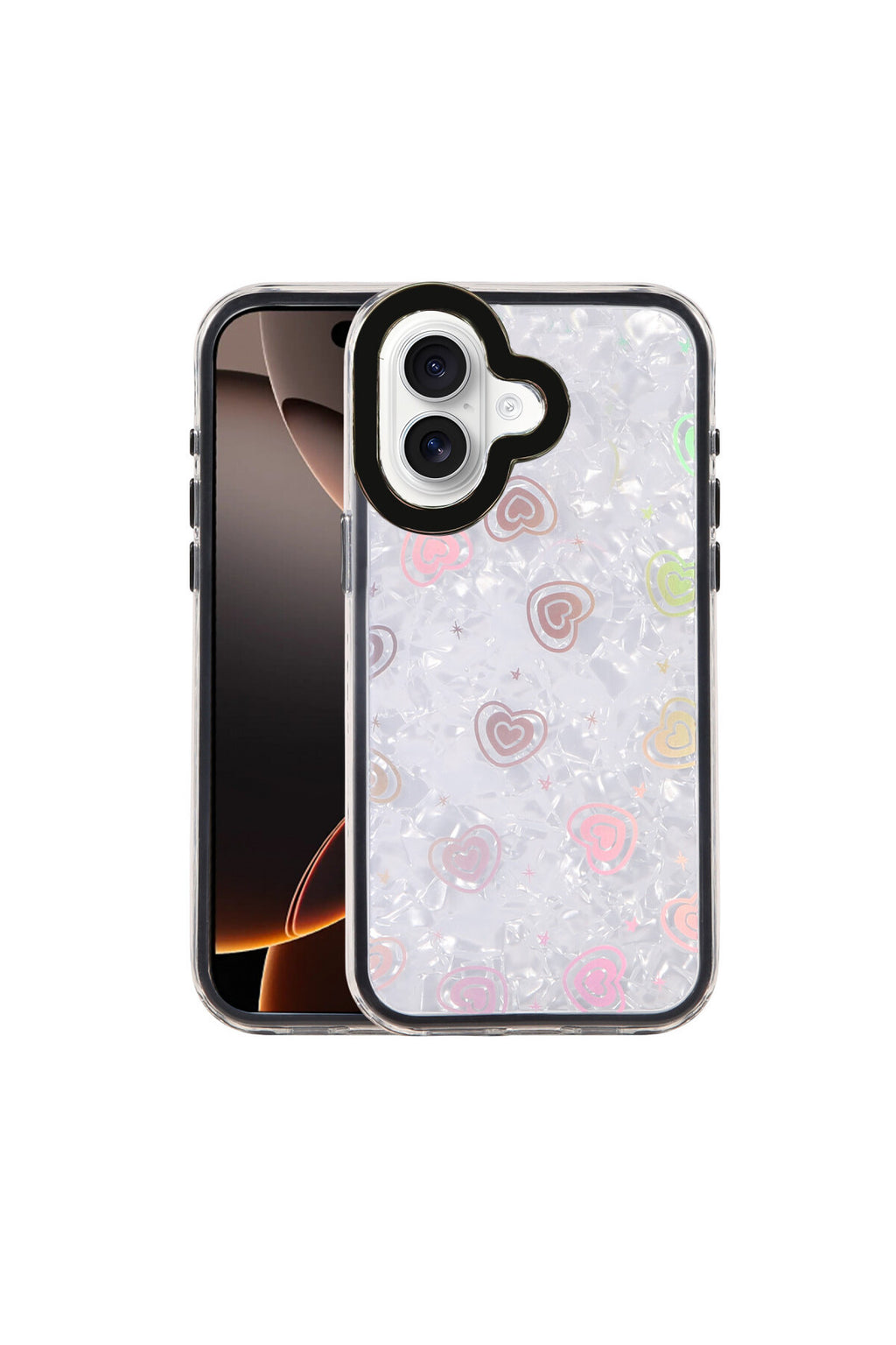 Apple iPhone 16 Uyumlu Lumi Desenli Kapak - Siyah