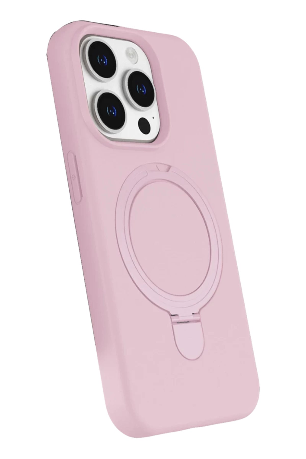 Apple iPhone 15 Pro Max Uyumlu Regal Magsafe Standlı Kapak - Açık Pembe