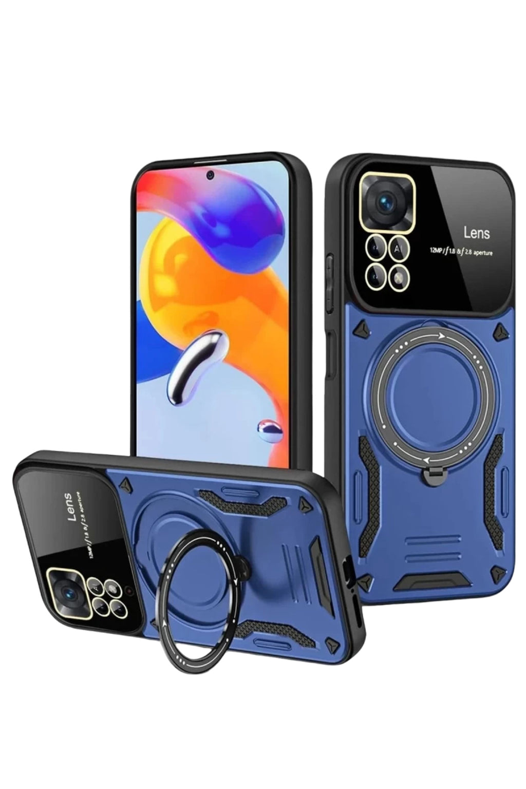 Realme 11 Pro Plus Uyumlu Joy Lens Standlı Kapak - Lacivert