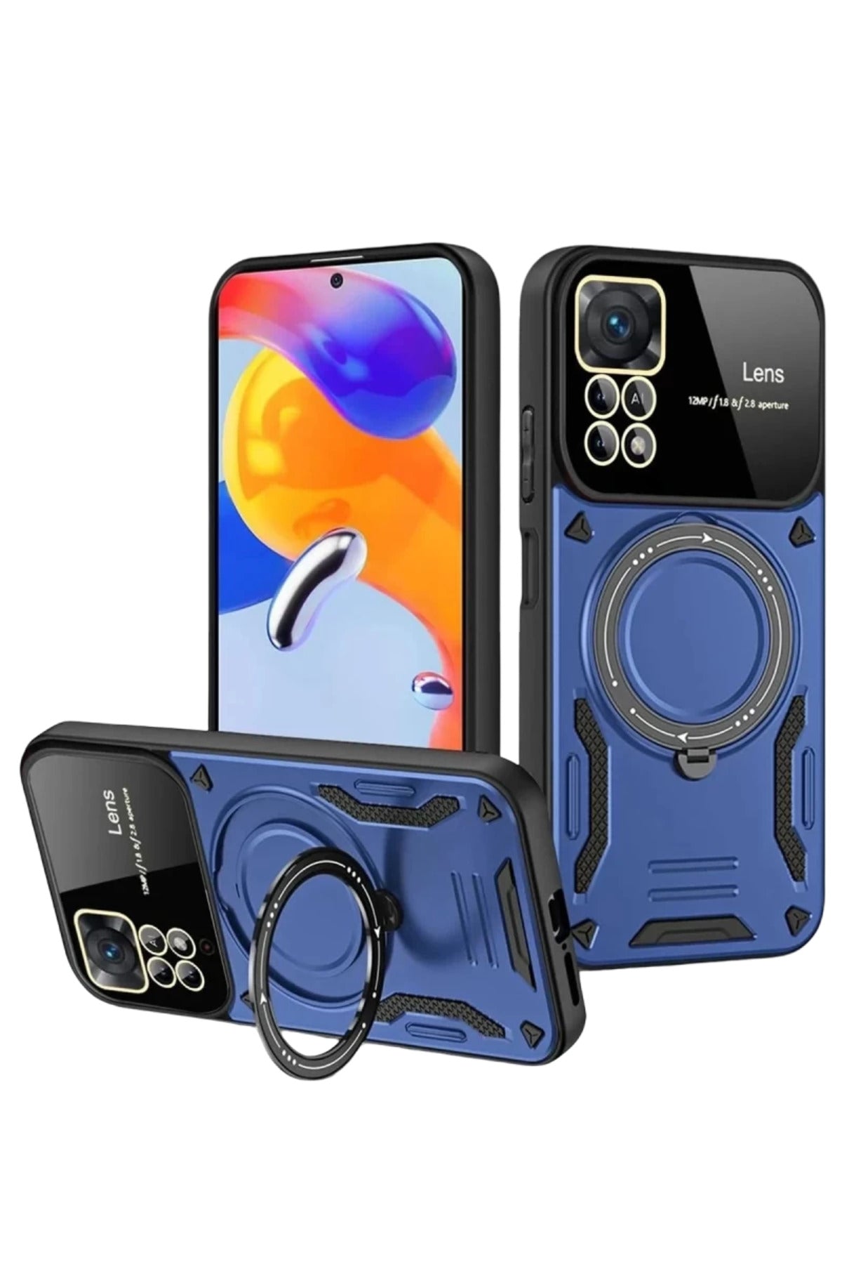 Realme 11 Pro Plus Uyumlu Joy Lens Standlı Kapak - Lacivert
