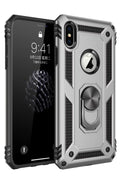 Apple iPhone X Uyumlu Kılıf Sofya Yüzüklü Silikon Kapak - Gümüş