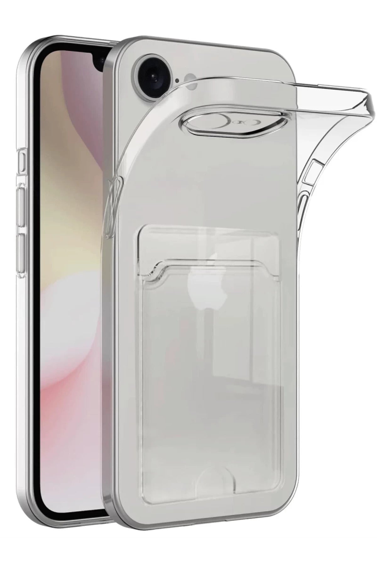 Apple iPhone 16E Uyumlu Kılıf Kart Şeffaf Silikon - Şeffaf
