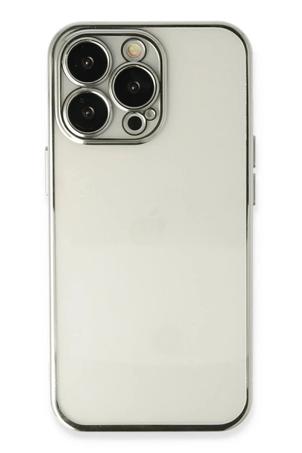 Apple iPhone 13 Pro Uyumlu Kılıf Lensli Silikon - Gümüş