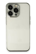 Apple iPhone 13 Pro Uyumlu Kılıf Lensli Silikon - Gümüş