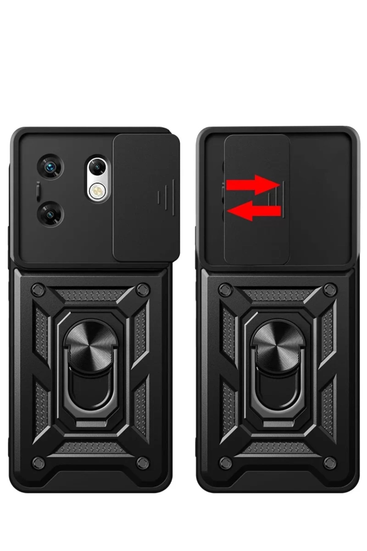 İnfinix Zero 30 4G Kılıf Pars Lens Yüzüklü Silikon - Kırmızı