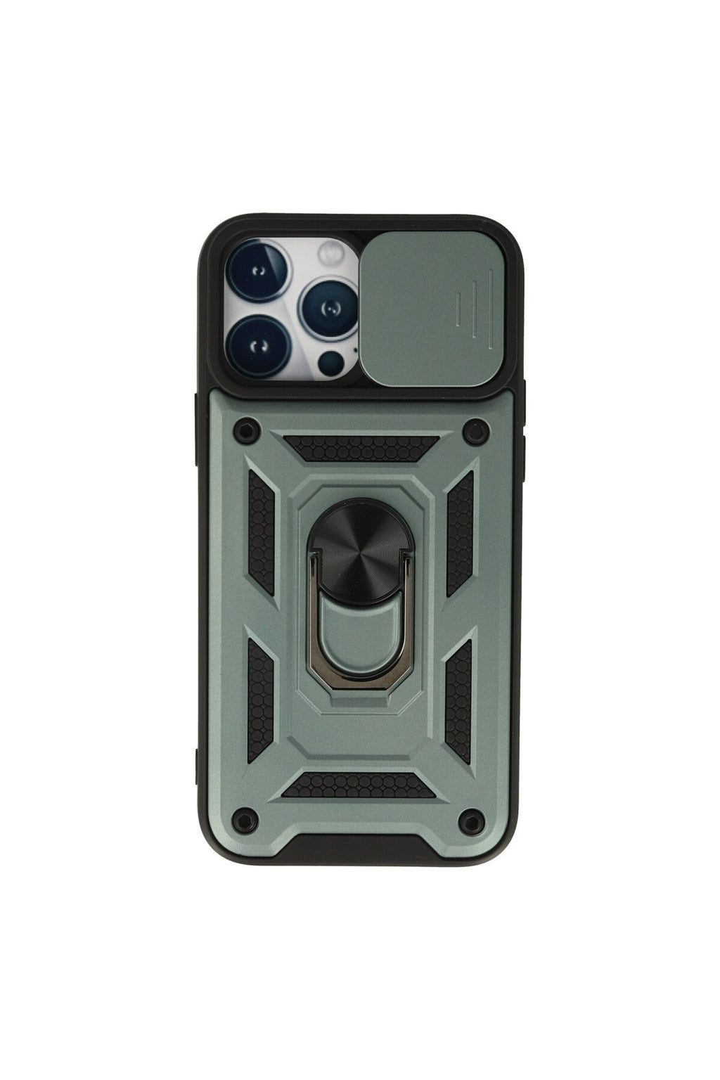 Apple iPhone 13 Pro Uyumlu Kılıf Pars Lens Yüzüklü Silikon - Yeşil