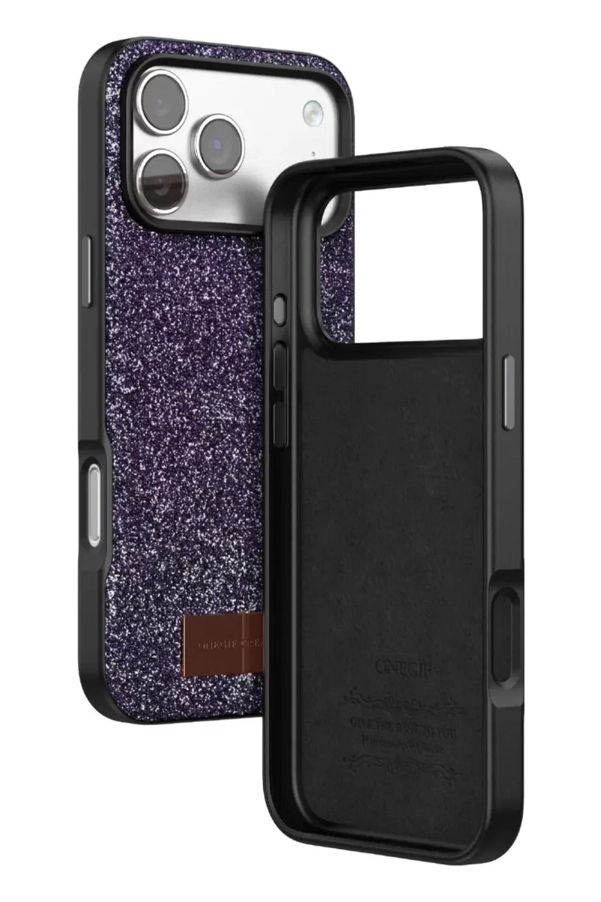 Onegif Apple iPhone 17 Pro Max Uyumlu Bright Simli Kapak - Derin Mor