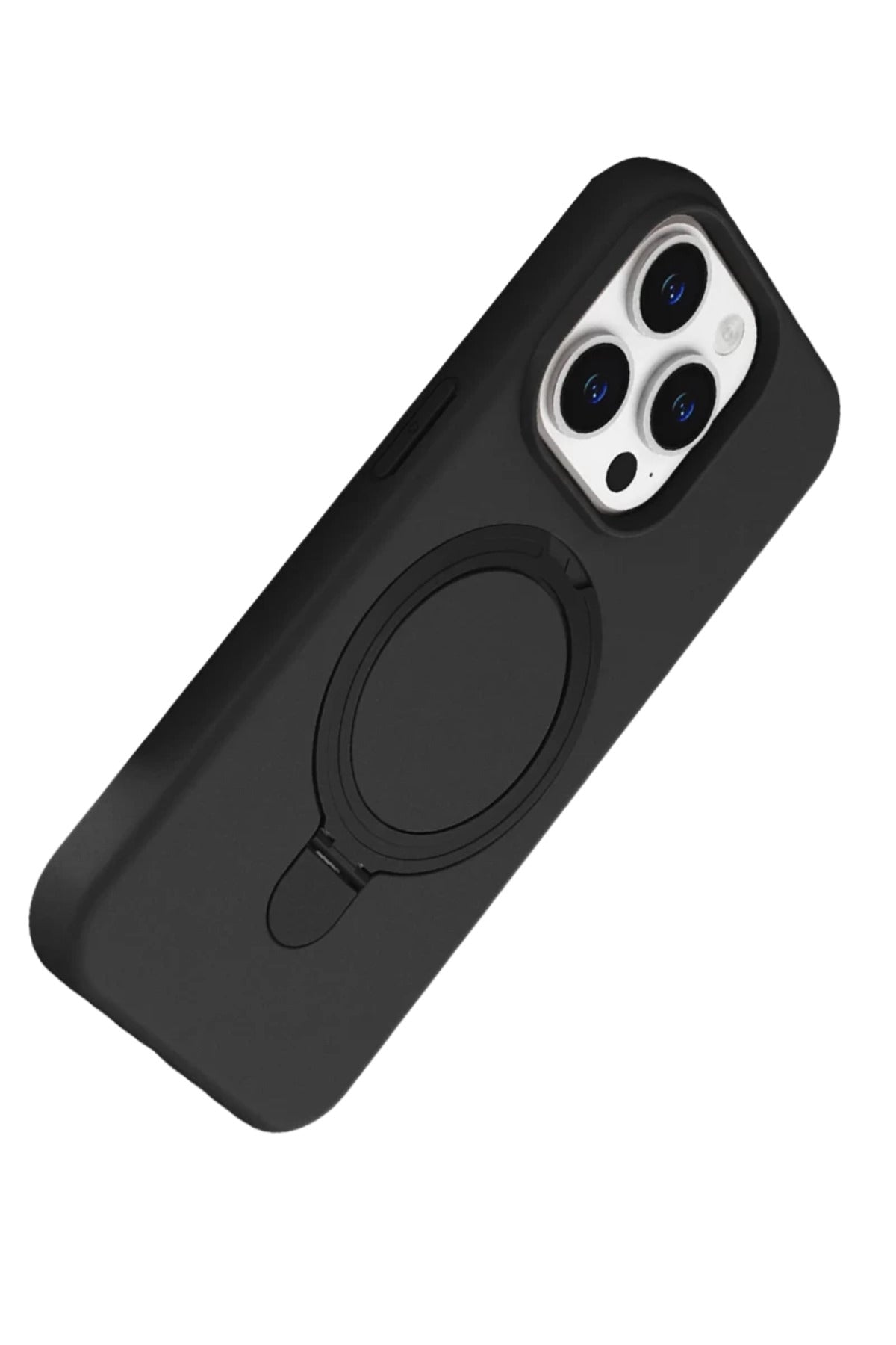 Apple iPhone 15 Pro Max Uyumlu Regal Magsafe Standlı Kapak - Siyah
