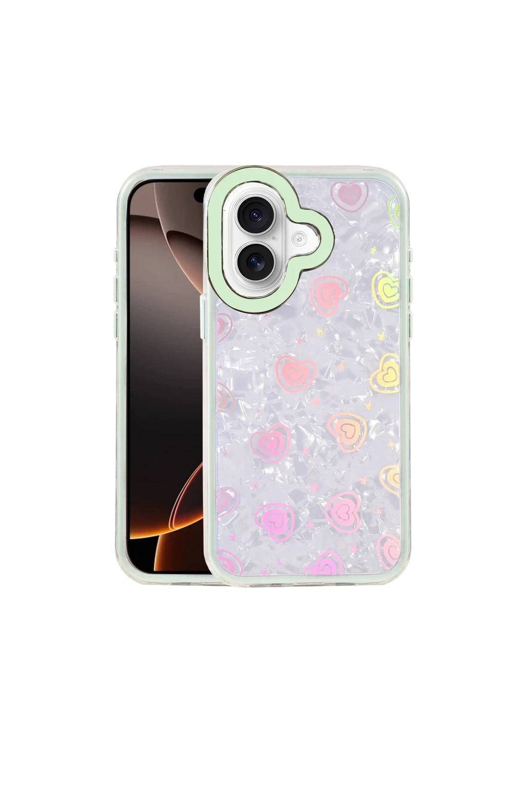 Apple iPhone 16 Uyumlu Lumi Desenli Kapak - Yeşil
