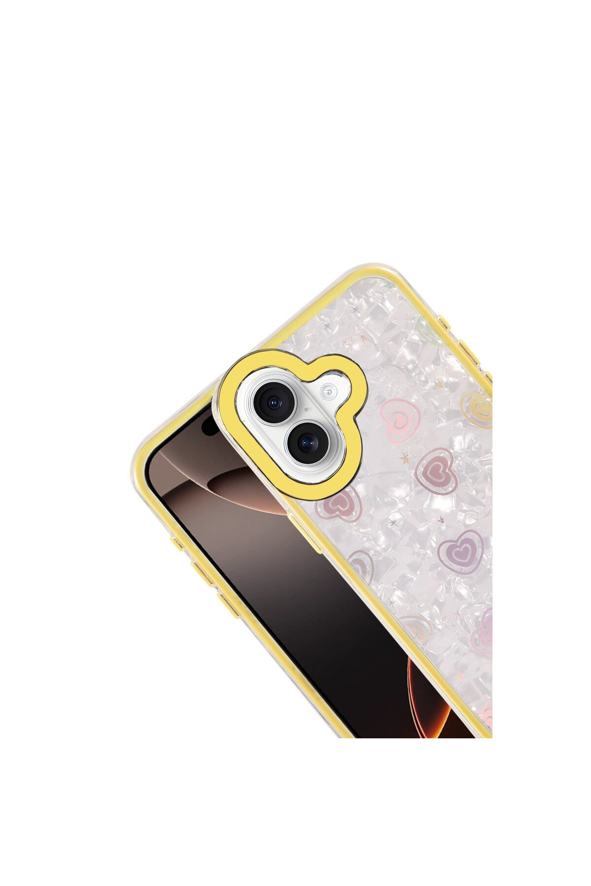 Apple iPhone 16 Uyumlu Lumi Desenli Kapak - Sarı