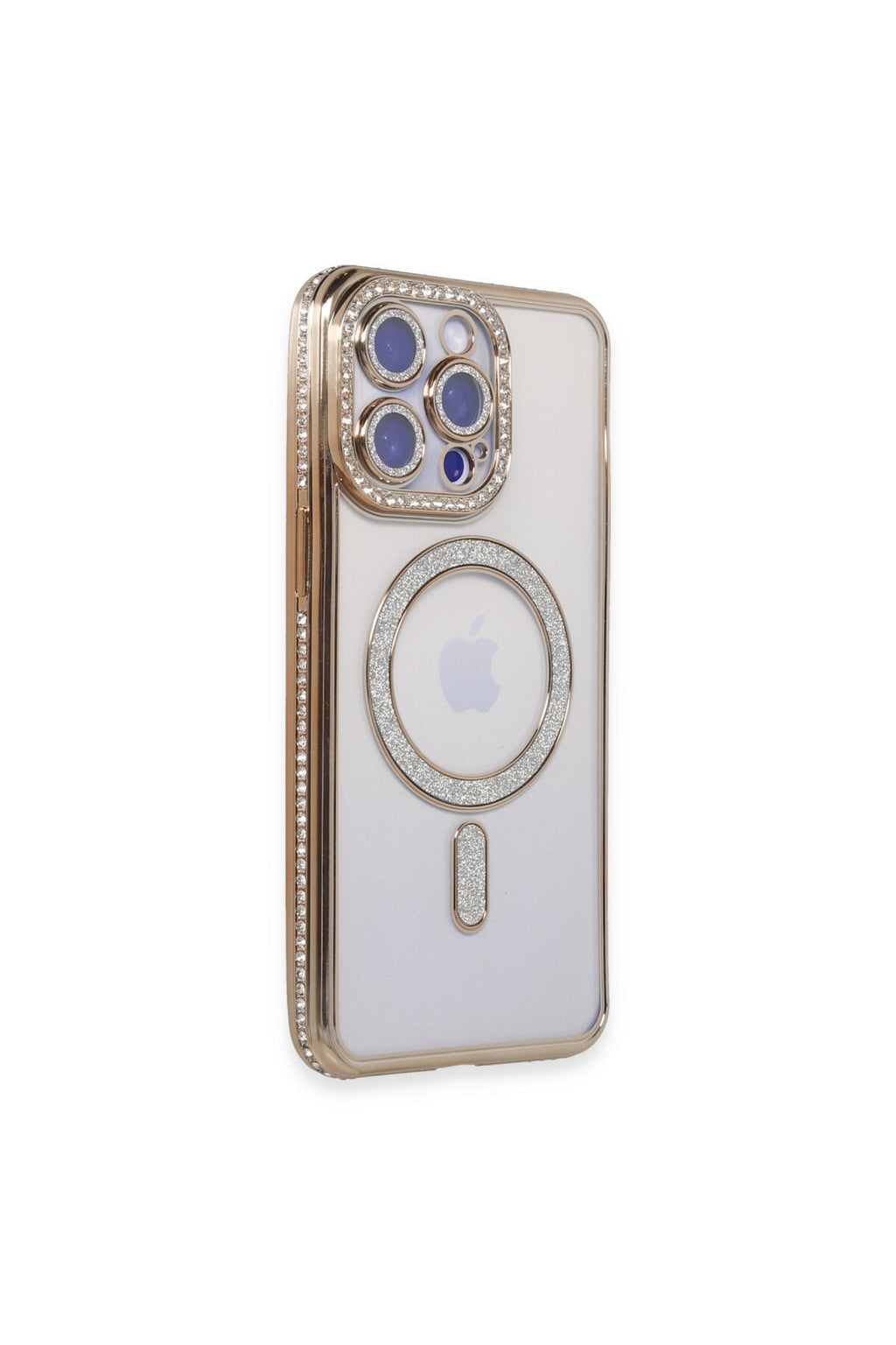 Apple iPhone 15 Pro Max Uyumlu Kılıf Joke Simli Magneticsafe Kılıf - Gold