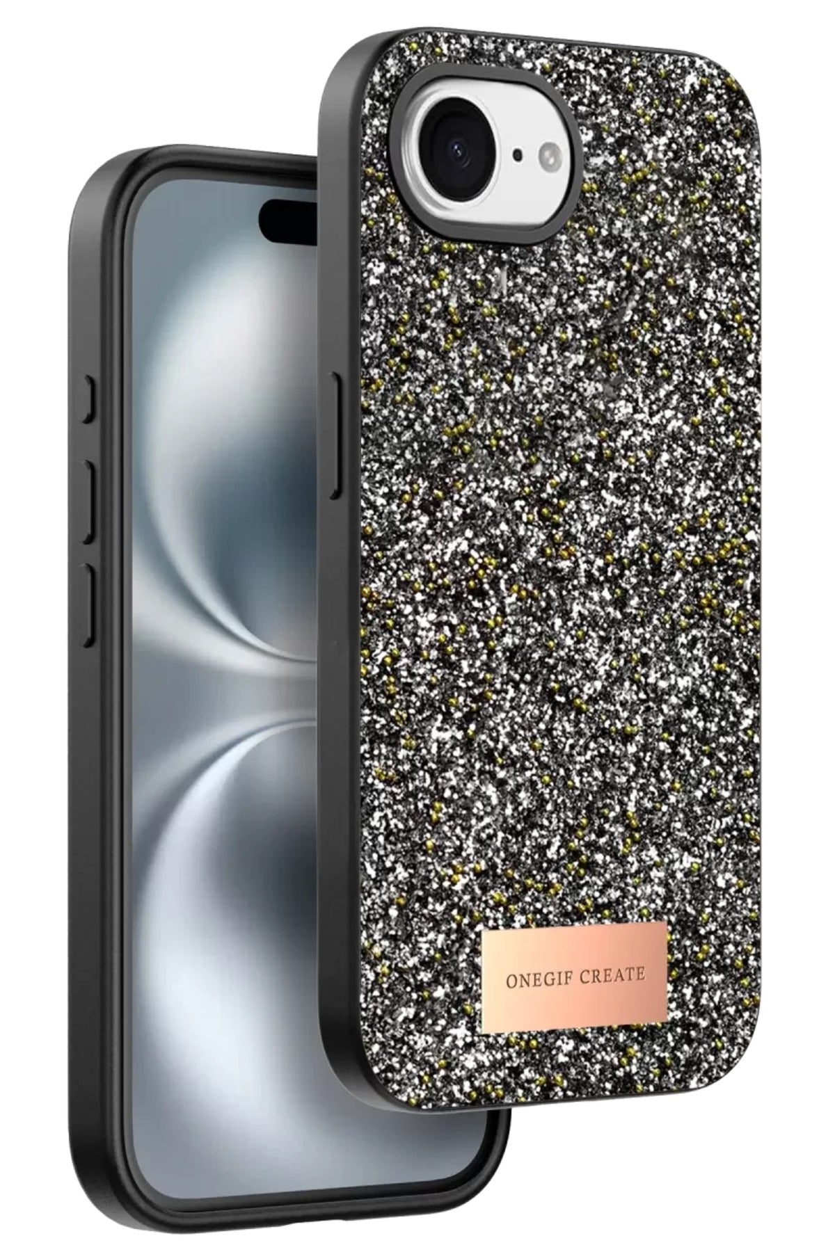 Onegif Apple iPhone 16E Uyumlu Bright Simli Kapak - Gümüş