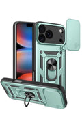 Apple iPhone 17 Pro Uyumlu Pars Lens Yüzüklü Silikon - Yeşil
