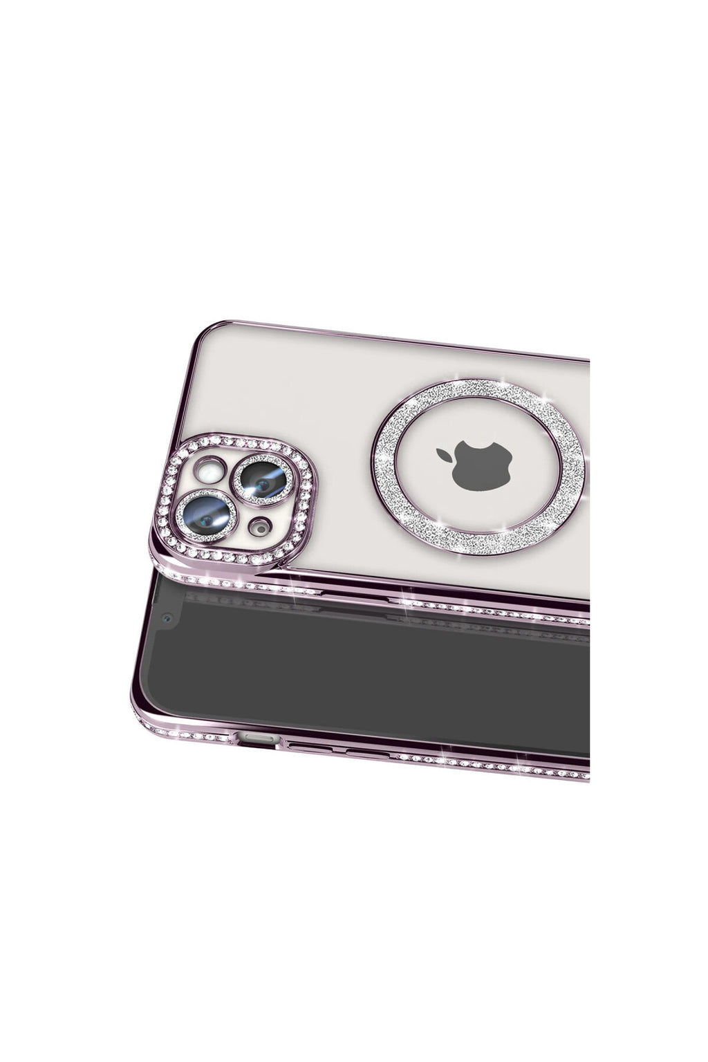 Apple iPhone 15 Uyumlu Kılıf Joke Simli Magneticsafe Kılıf - Derin Mor