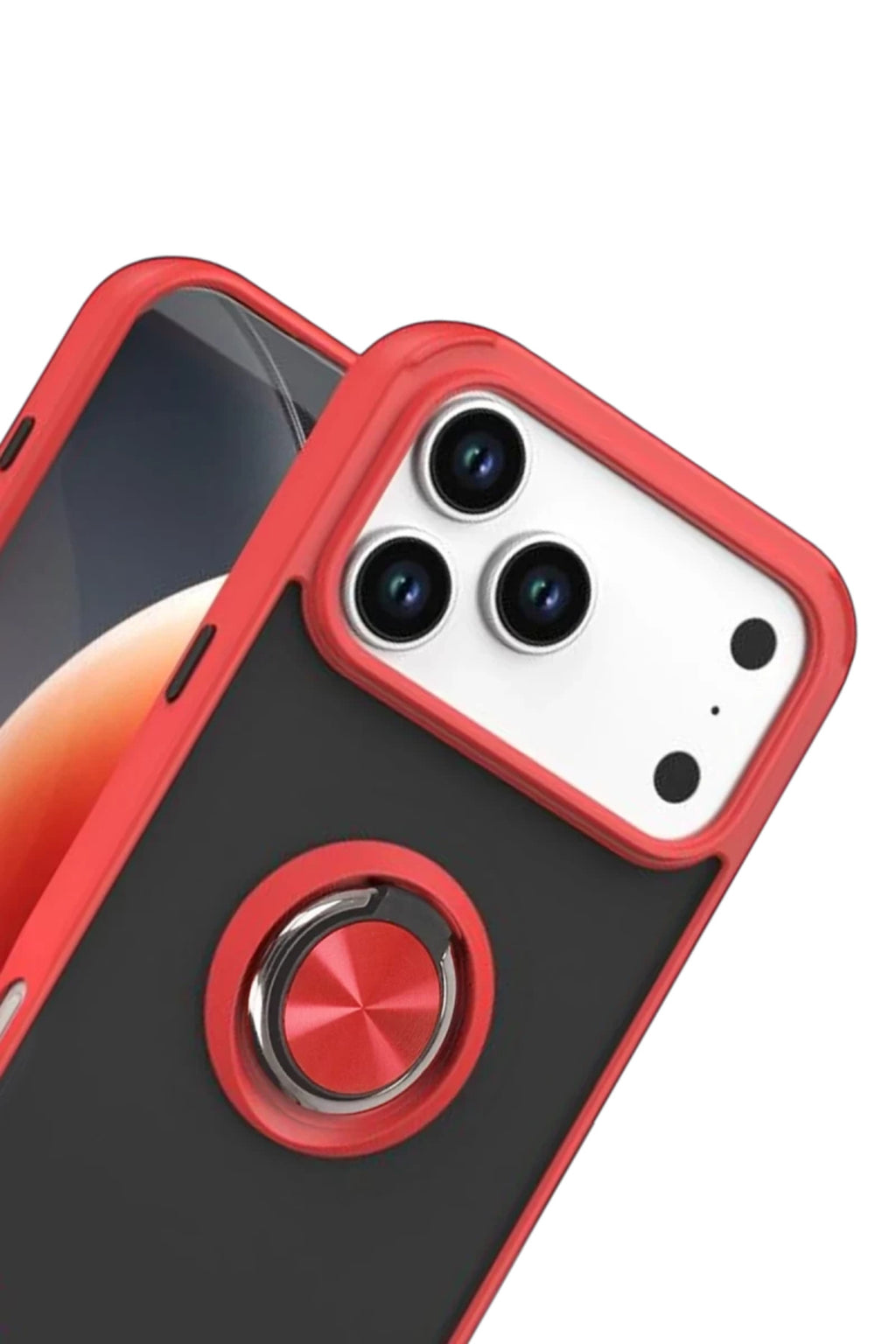 Apple iPhone 17 Pro Max Uyumlu Montreal Yüzüklü Silikon Kapak - Kırmızı