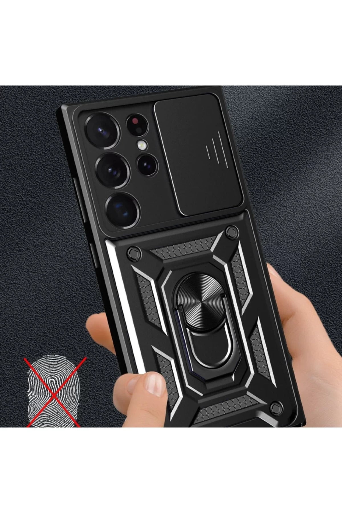 Samsung Galaxy S23 Ultra Uyumlu Kılıf Pars Lens Yüzüklü Silikon - Yeşil