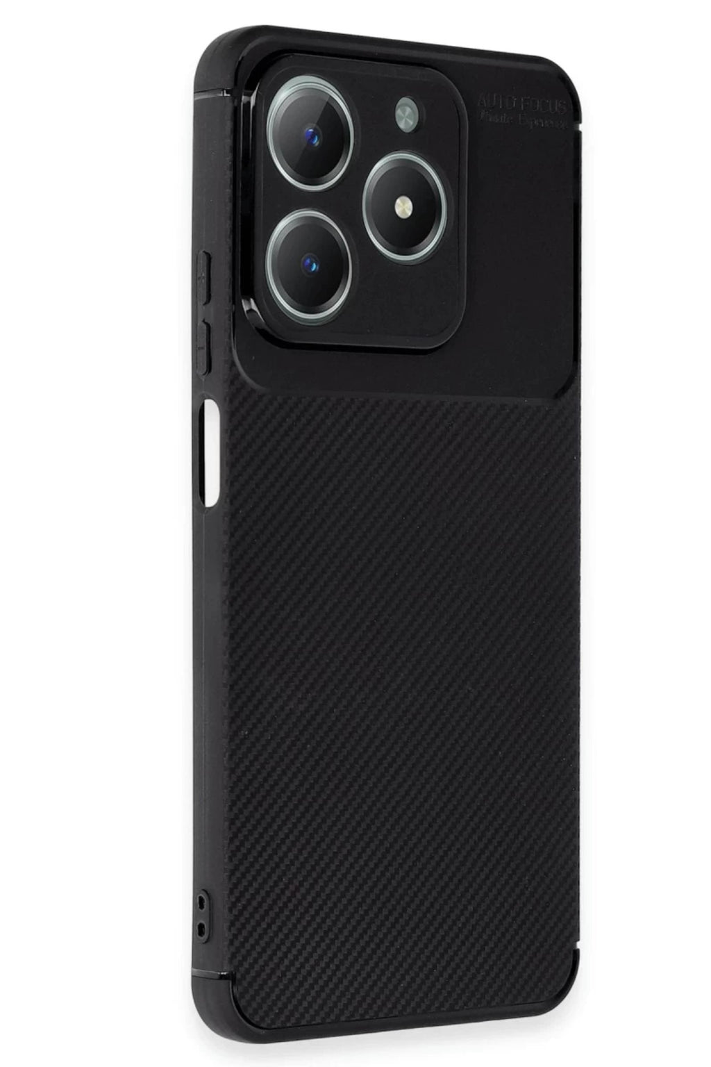 Realme C61 Uyumlu Kılıf Auto Focus Karbon Kapak - Siyah