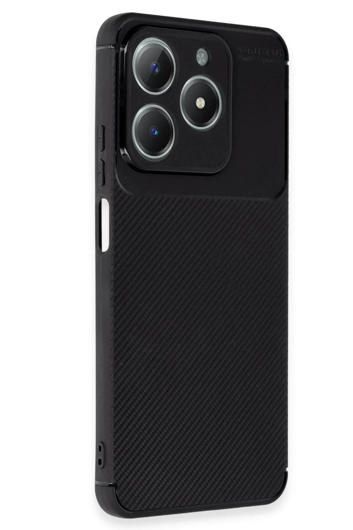 Realme C61 Uyumlu Kılıf Auto Focus Karbon Kapak - Siyah