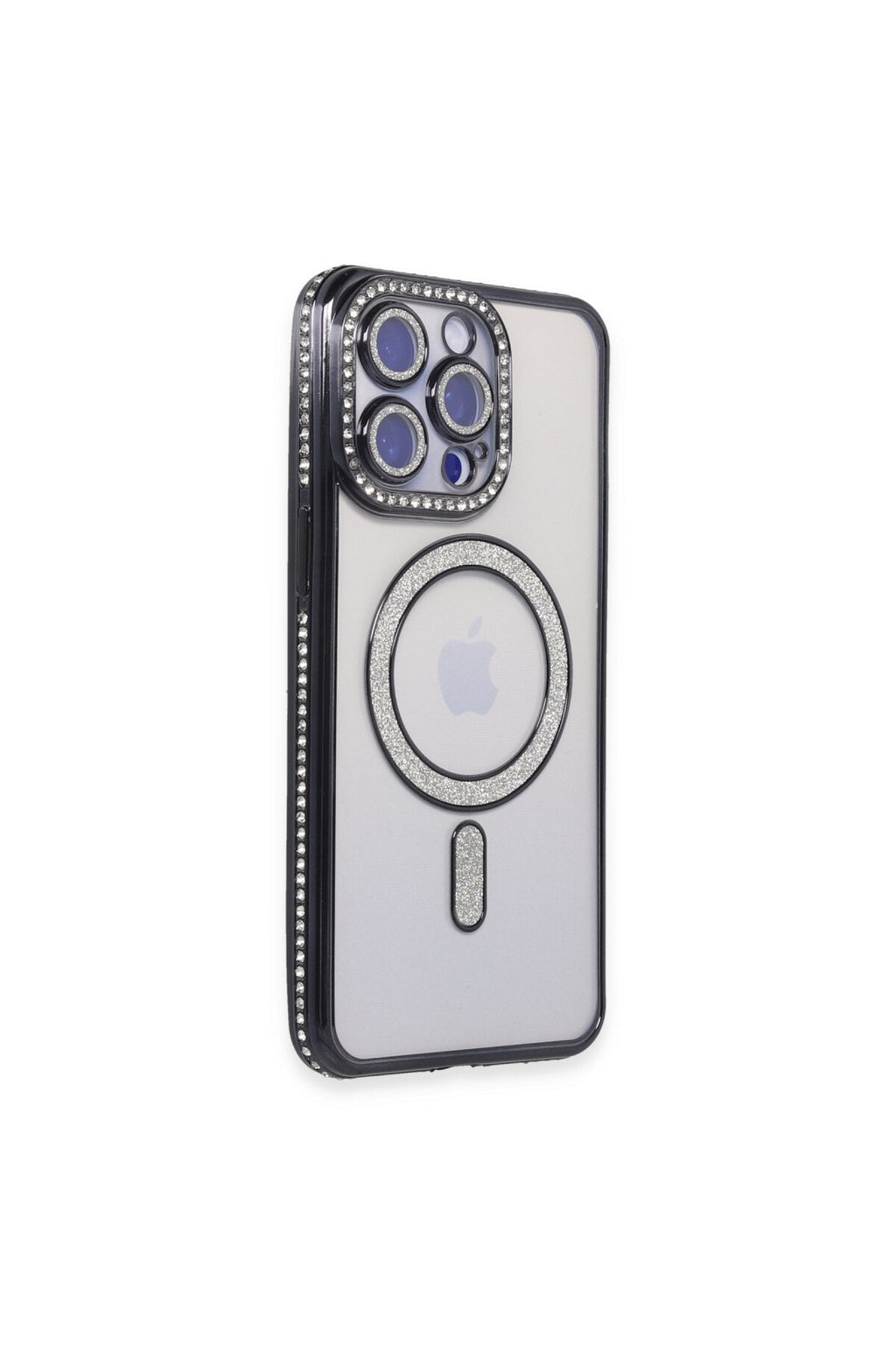 Apple iPhone 15 Pro Max Uyumlu Kılıf Joke Simli Magneticsafe Kılıf - Siyah