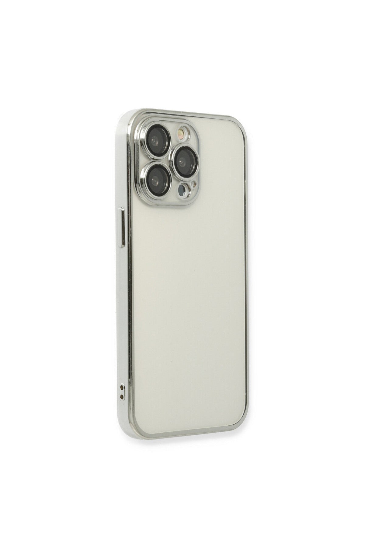 Apple iPhone 14 Pro Max Uyumlu Kılıf Lensli Silikon - Gümüş