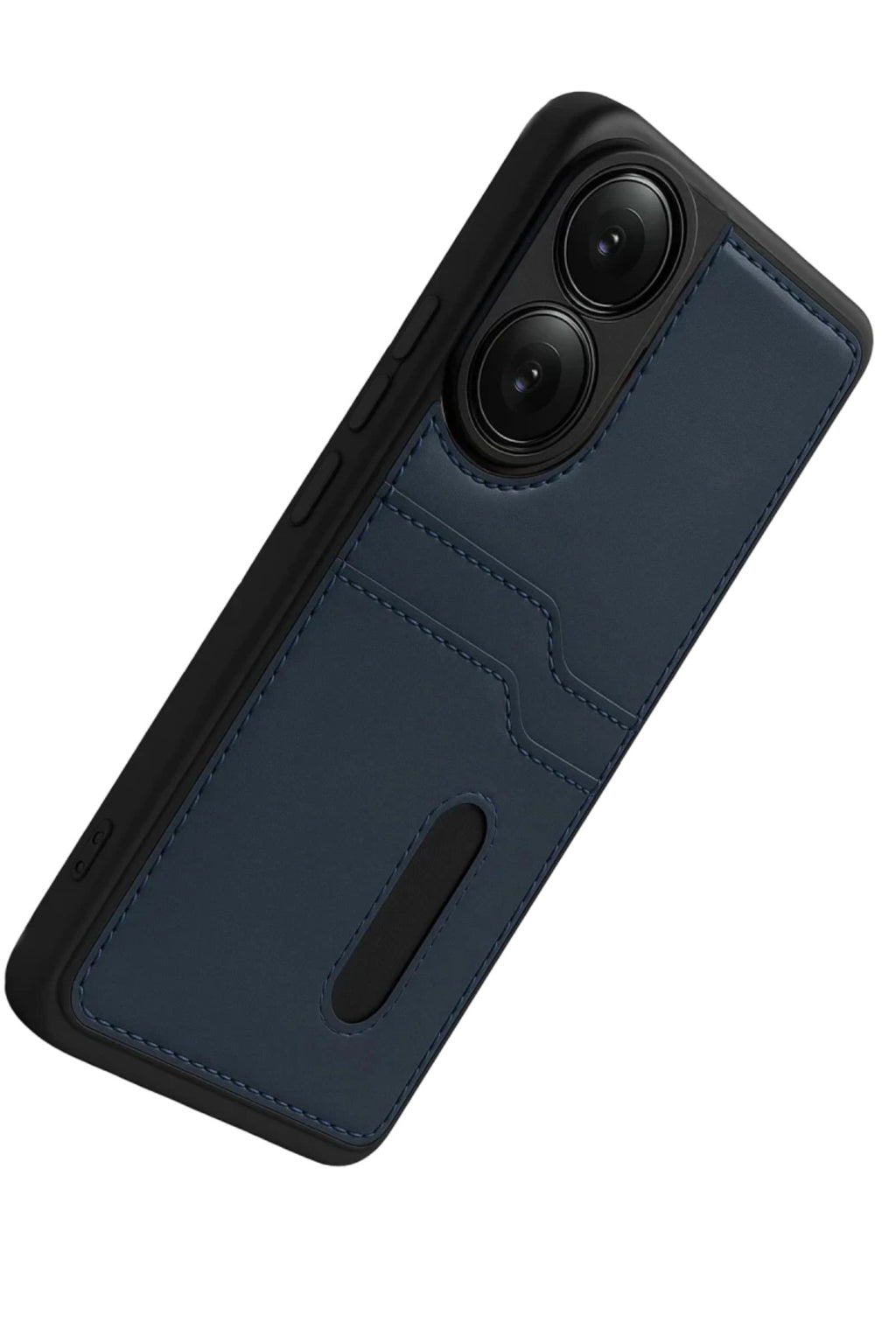 Oppo A38 Uyumlu Sara Kartvizitli Deri Kılıf - Lacivert
