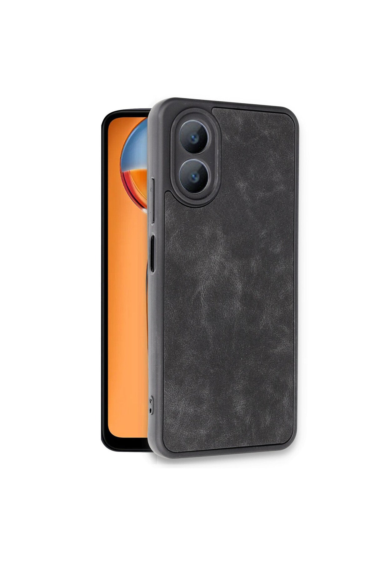 Oppo A38 Uyumlu Kılıf Aras Deri Kapak - Siyah