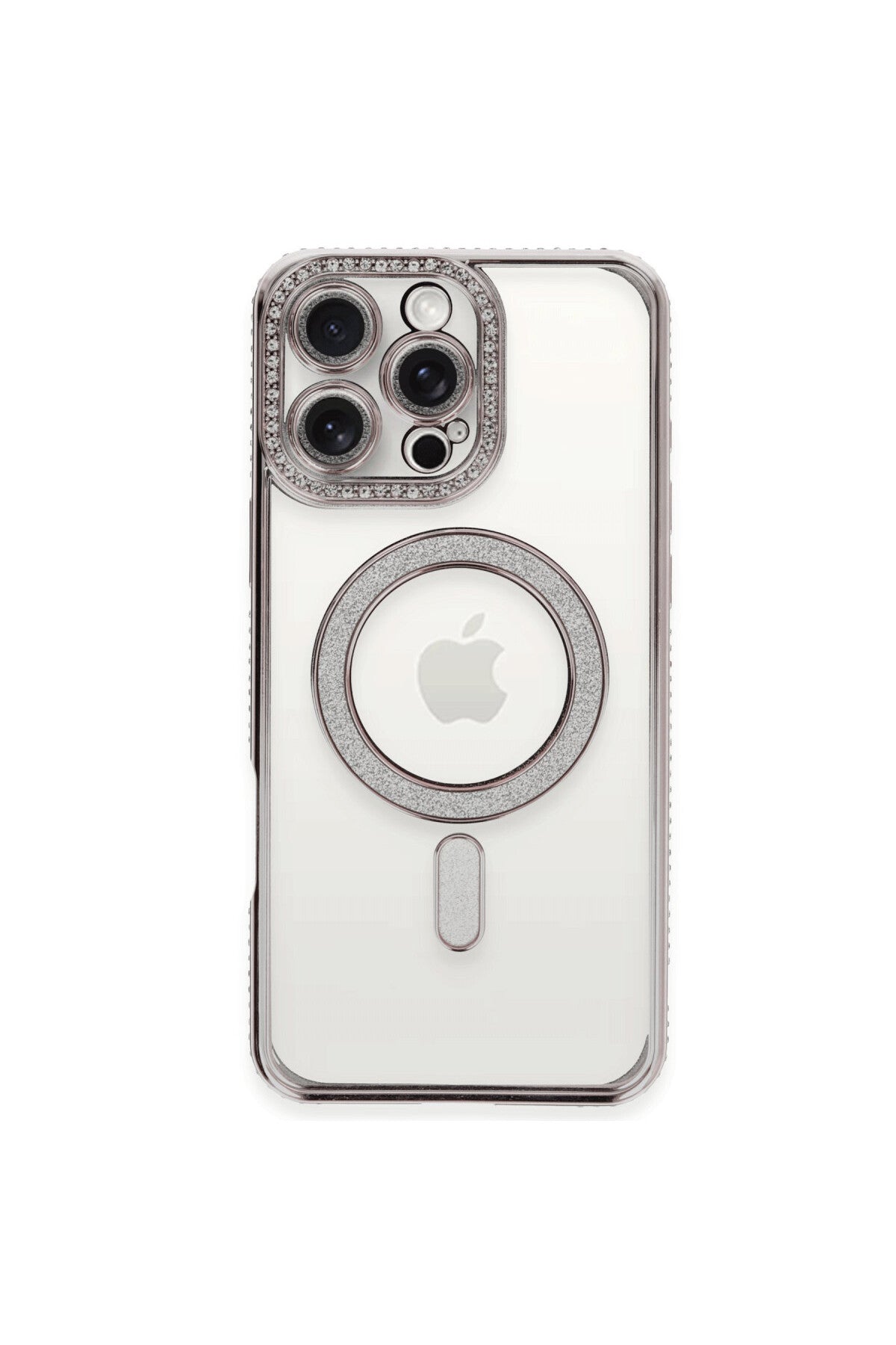 Apple iPhone 16 Pro Uyumlu Kılıf Joke Simli Magneticsafe Kılıf - Pembe