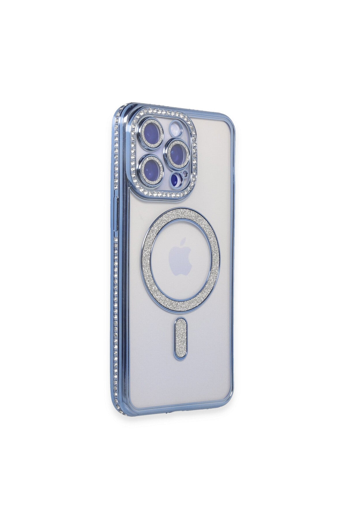 Apple iPhone 15 Pro Uyumlu Kılıf Joke Simli Magneticsafe Kılıf - Mavi