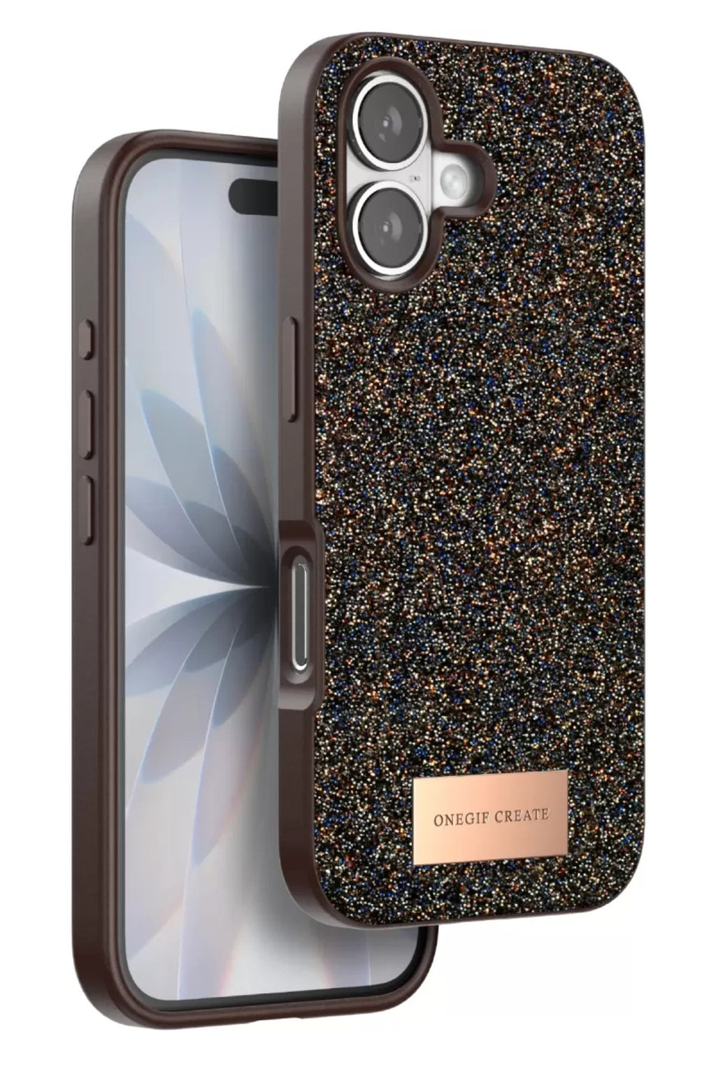 Onegif Apple iPhone 17 Uyumlu Bright Simli Kapak - Gold