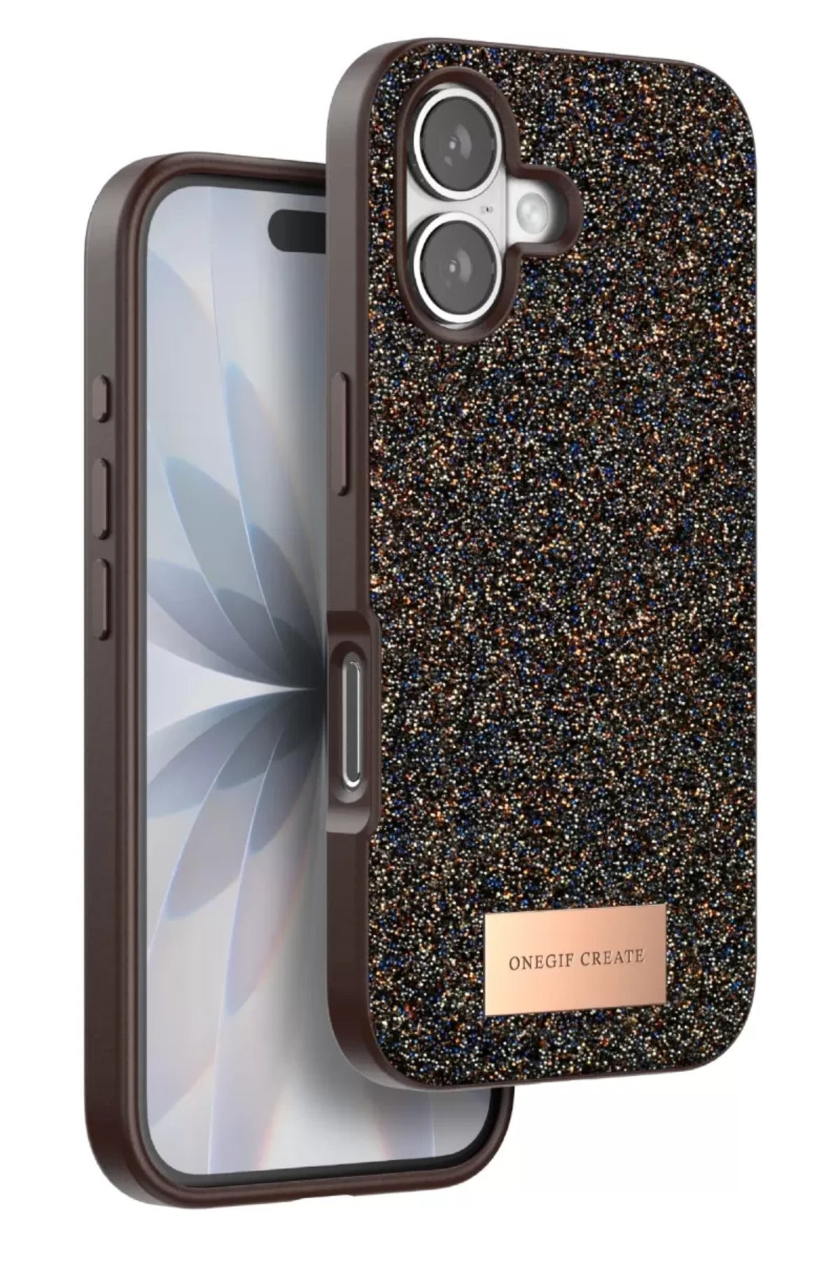 Onegif Apple iPhone 17 Uyumlu Bright Simli Kapak - Gold