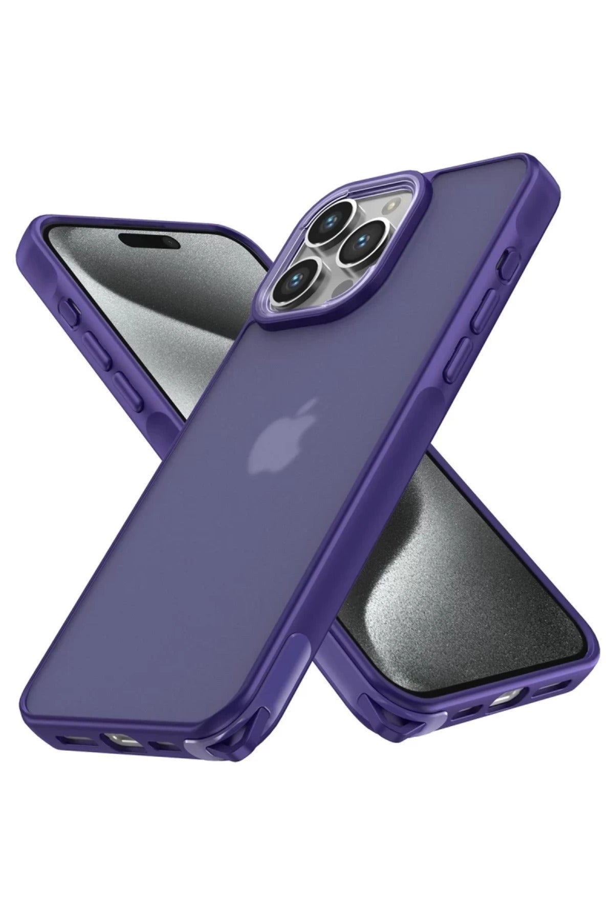 Apple iPhone 15 Pro Max Uyumlu Kılıf Elegant Kapak - Derin Mor