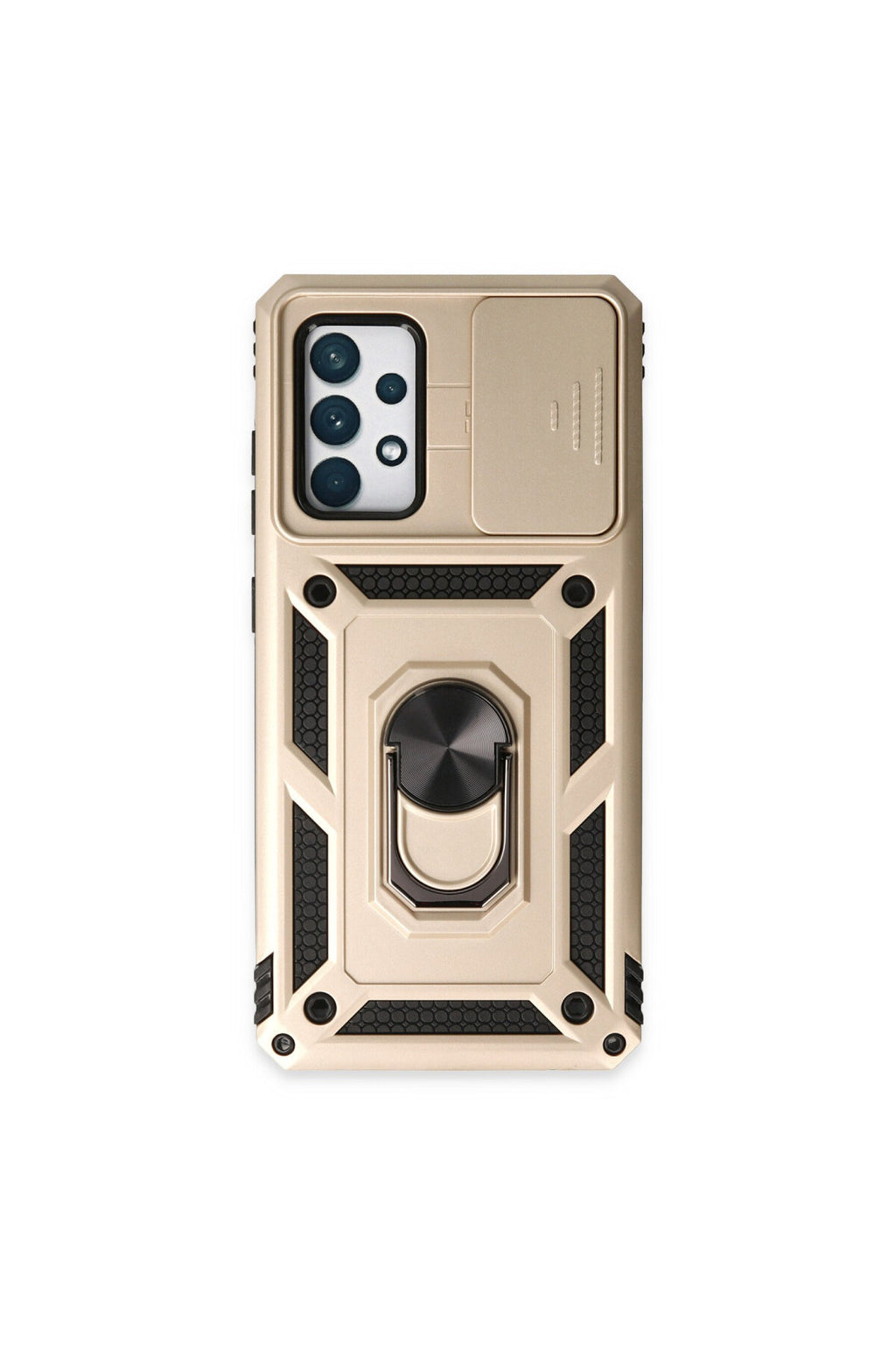 Samsung Galaxy A72 Uyumlu Kılıf Pars Lens Yüzüklü Silikon - Gold
