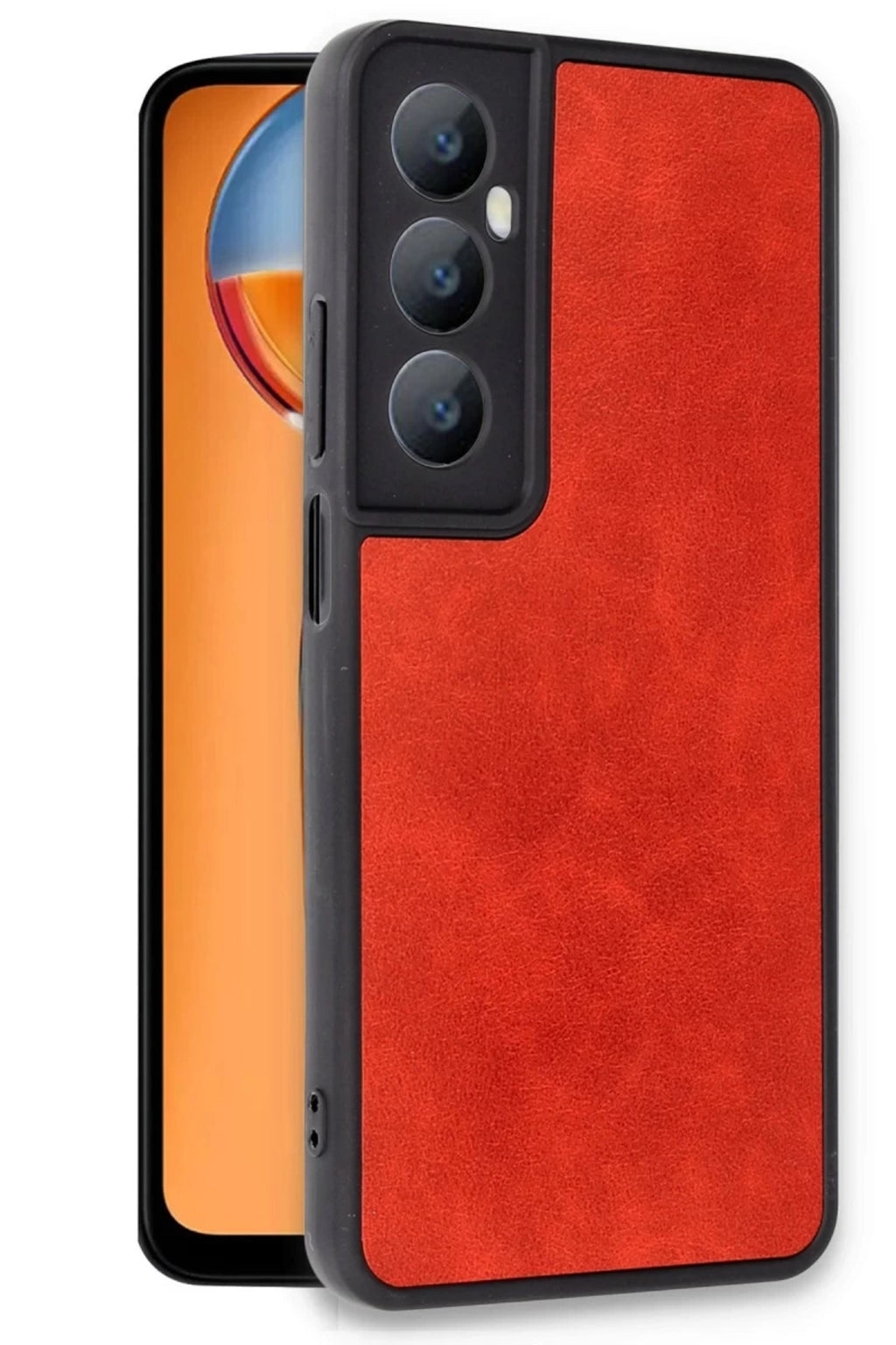 Realme C65 Uyumlu Kılıf Aras Deri Kapak - Kırmızı
