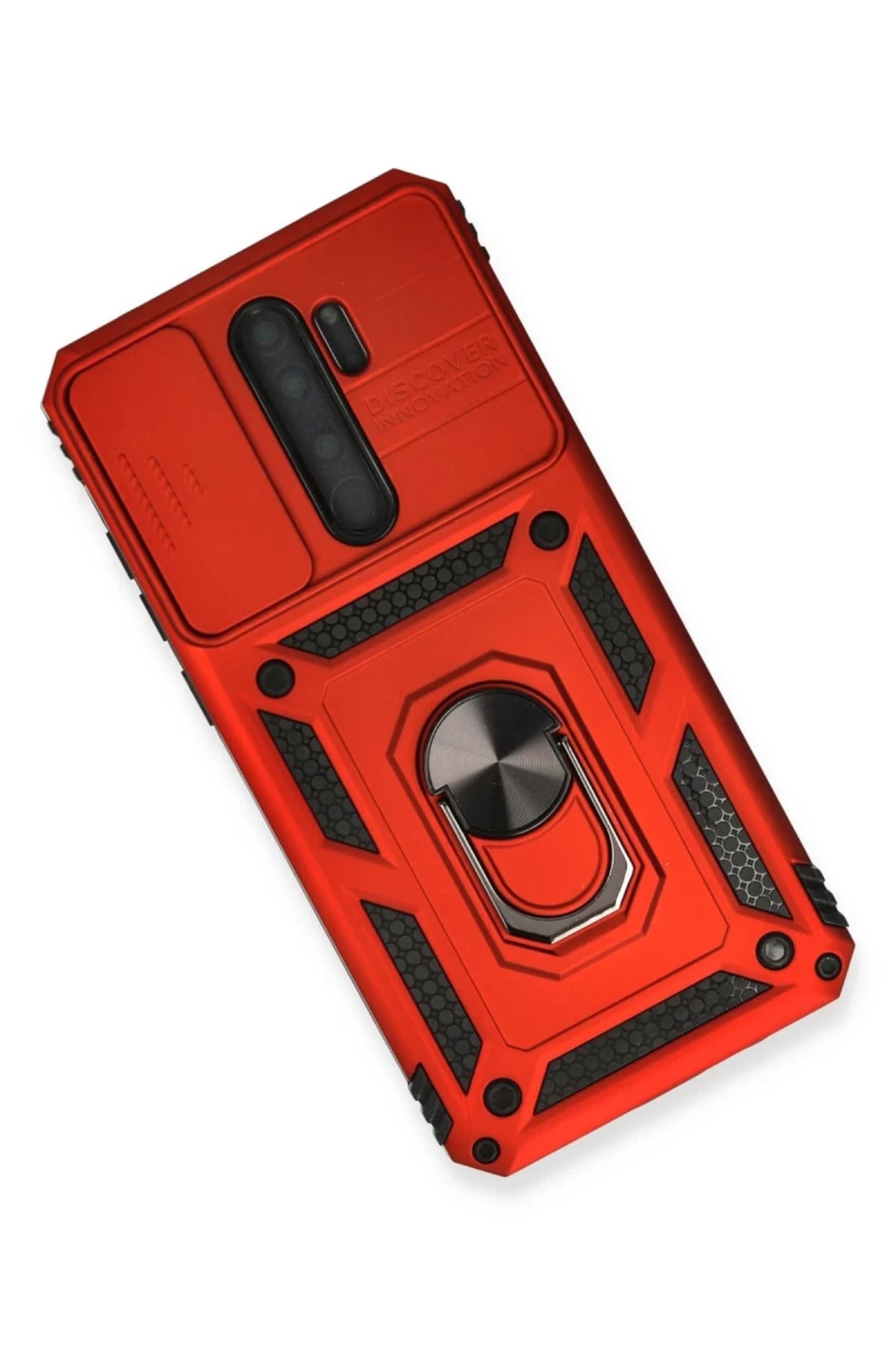 Xiaomi Redmi Note 8 Pro Uyumlu Kılıf Pars Lens Yüzüklü Silikon - Kırmızı