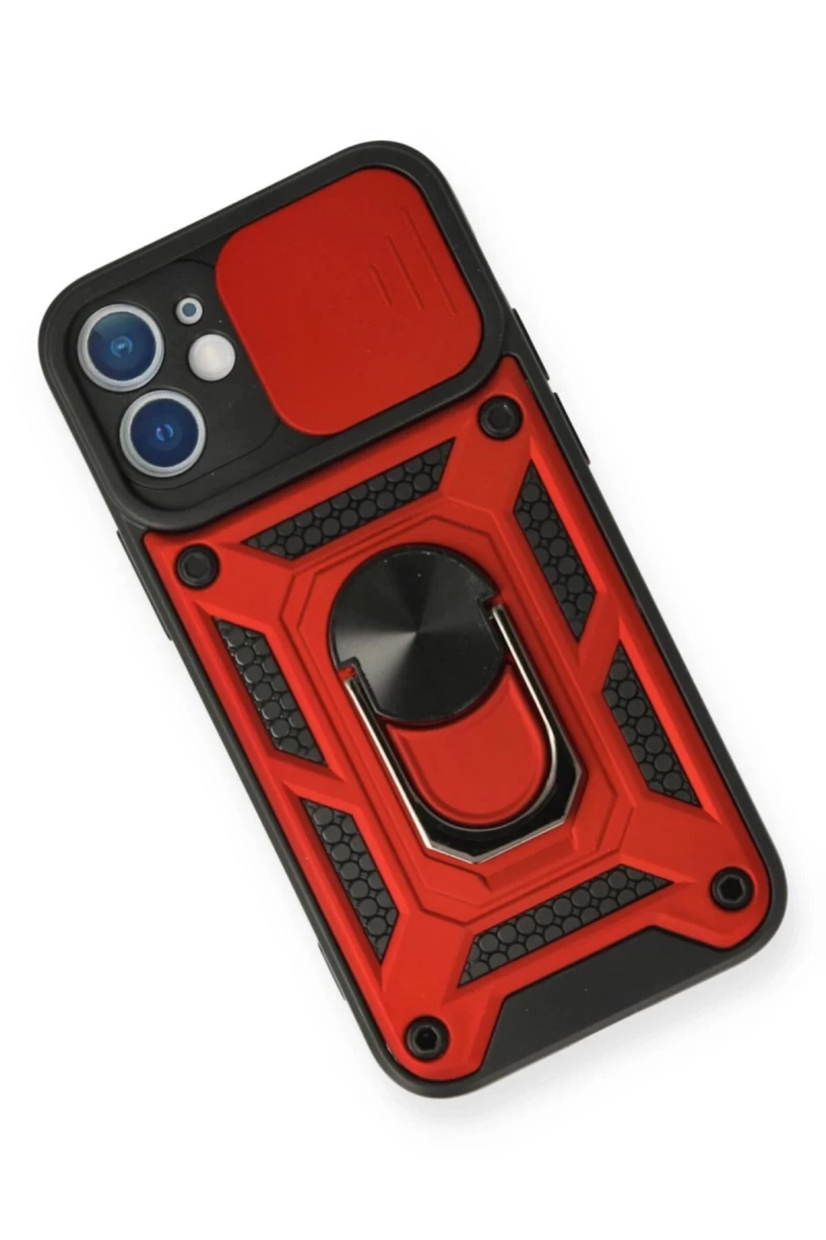 Apple iPhone 11 Uyumlu Kılıf Pars Lens Yüzüklü Silikon - Kırmızı