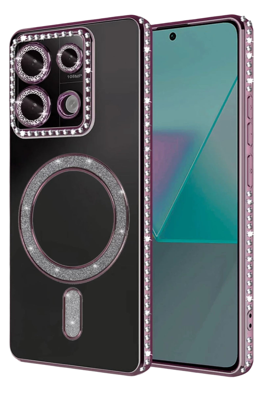 Xiaomi Redmi 13C Uyumlu Joke Simli Magneticsafe Kılıf - Pembe