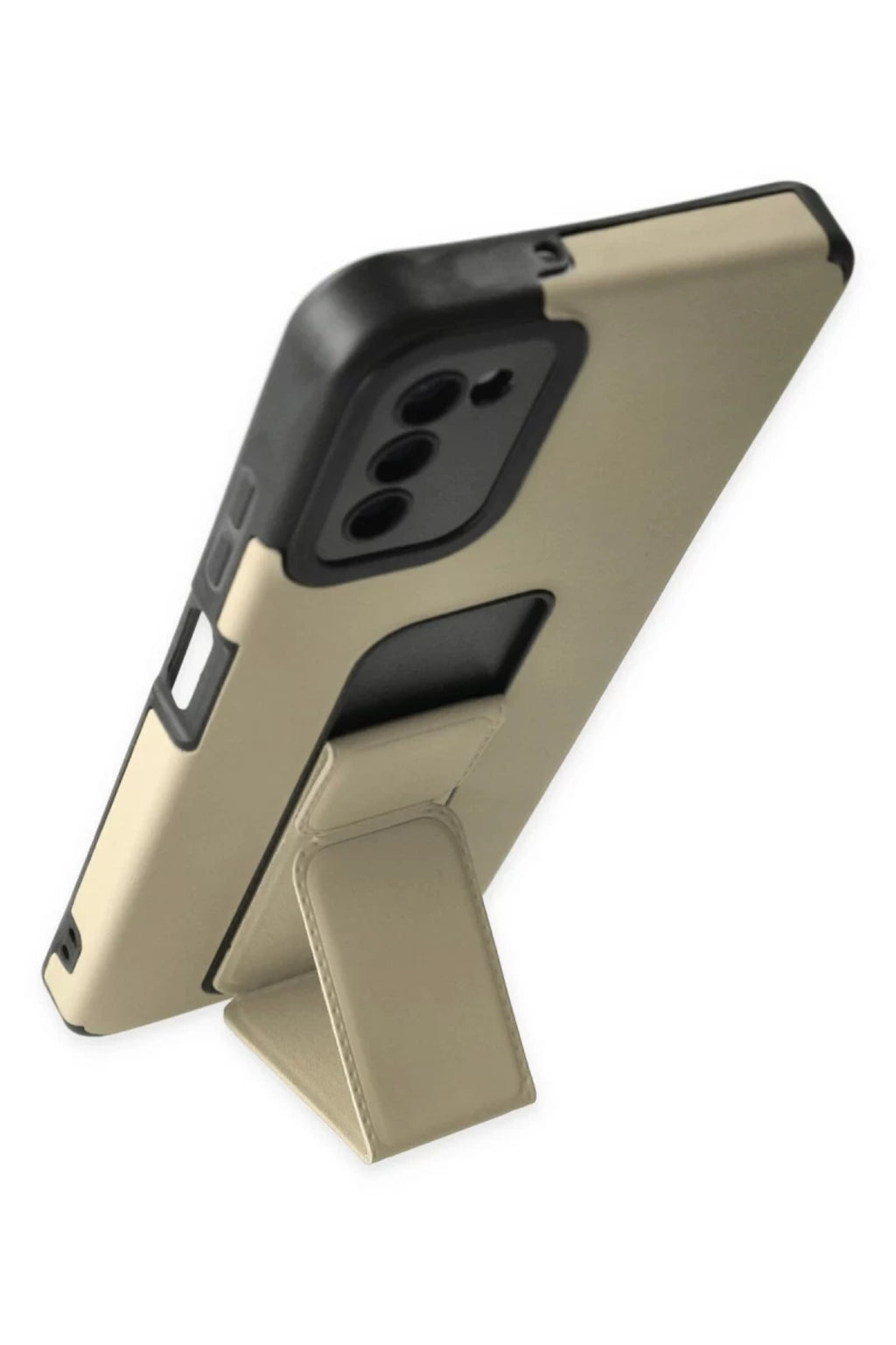 Samsung Galaxy A03S Uyumlu Kılıf Mega Standlı Silikon - Gold
