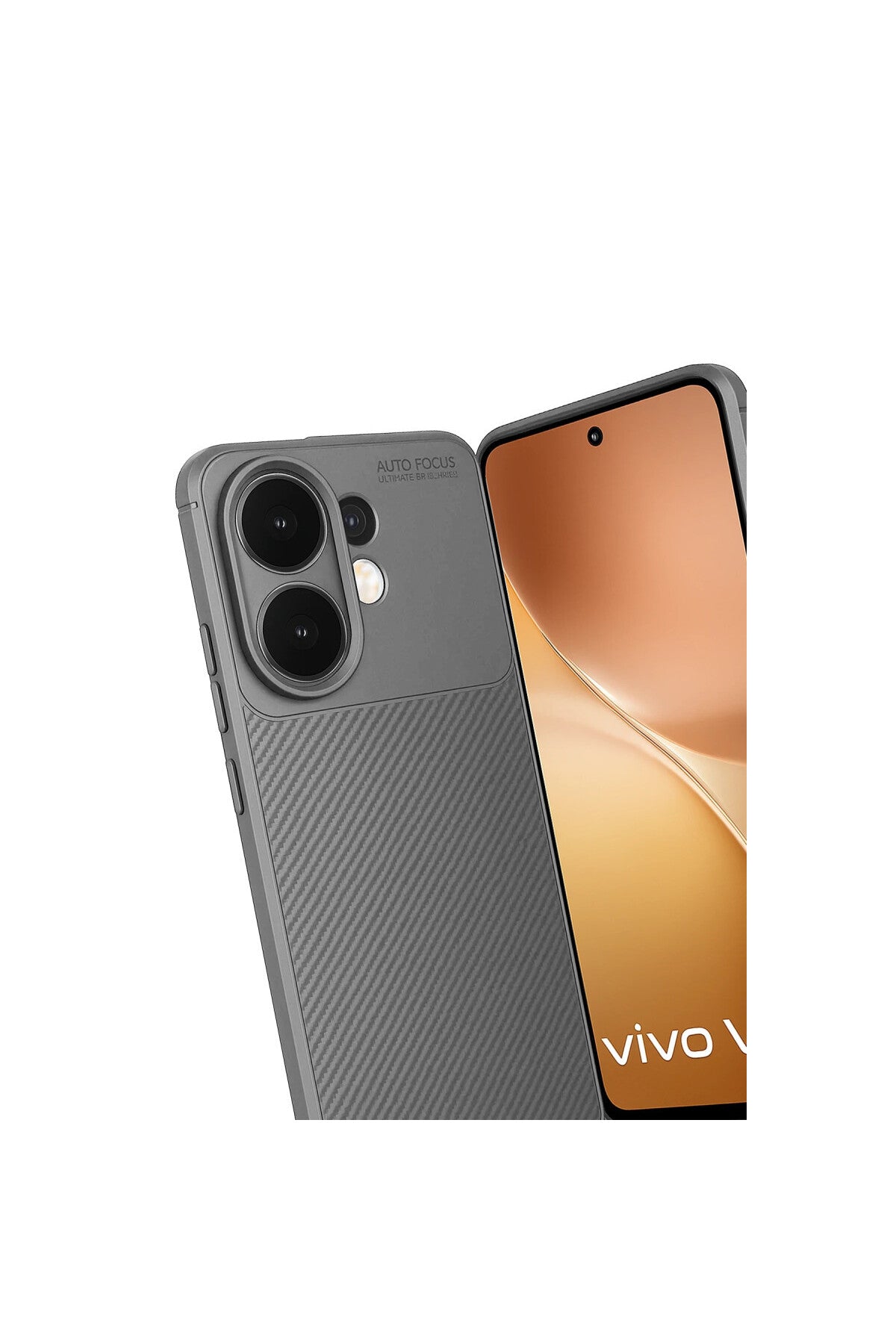 Vivo V60 5G Uyumlu Auto Focus Karbon Kapak - Gri
