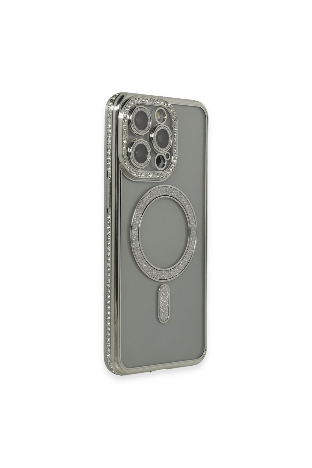 Apple iPhone 15 Pro Uyumlu Kılıf Joke Simli Magneticsafe Kılıf - Gri