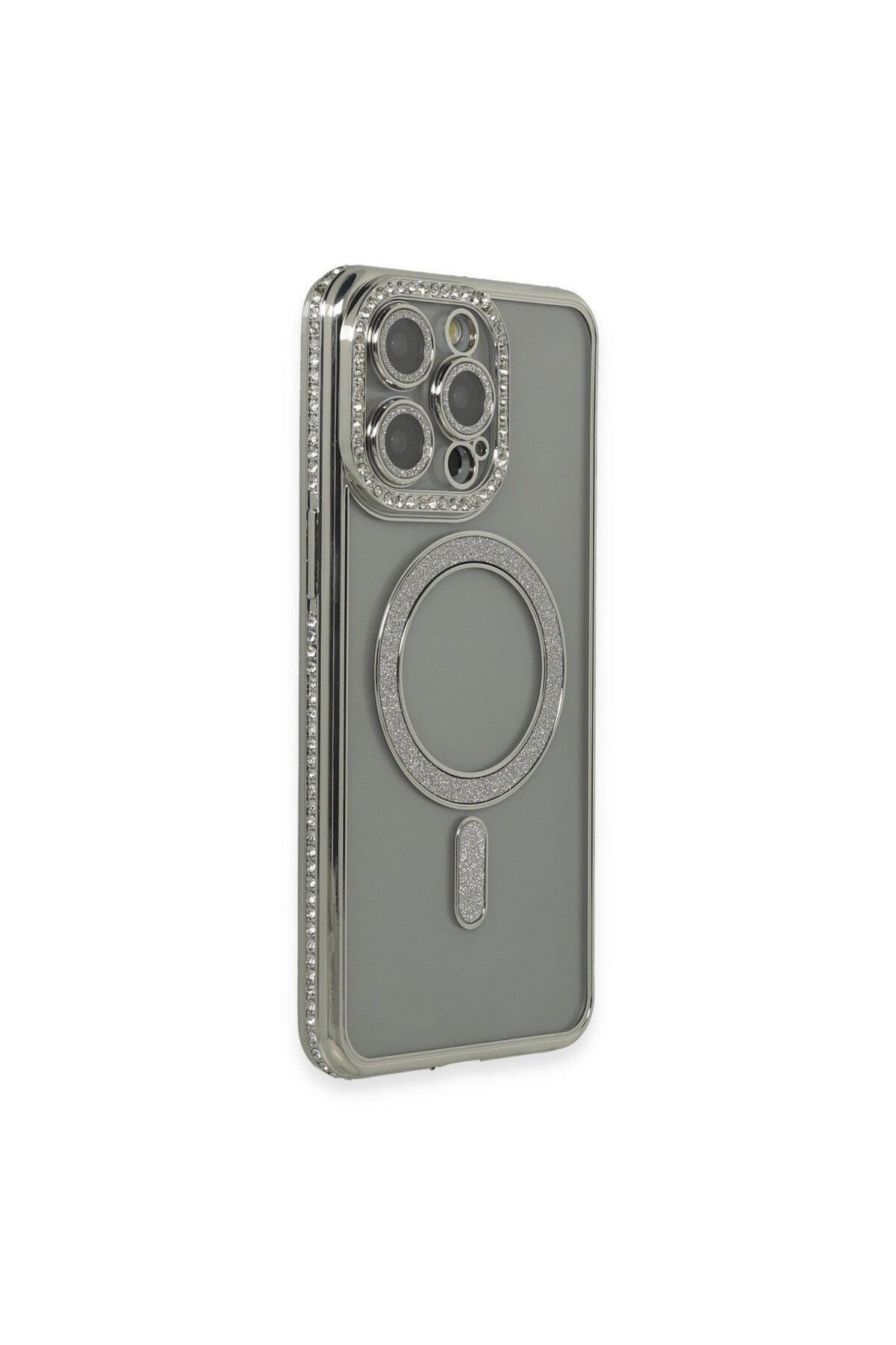 Apple iPhone 15 Pro Uyumlu Kılıf Joke Simli Magneticsafe Kılıf - Gri