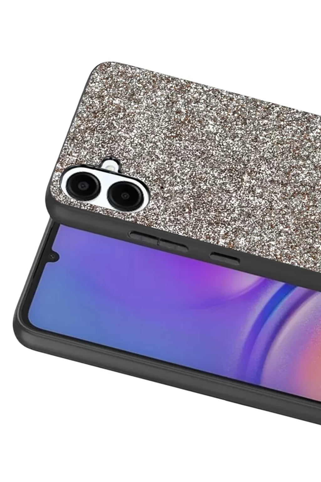 Onegif Samsung Galaxy A07 4G Uyumlu Bright Simli Kapak - Gümüş