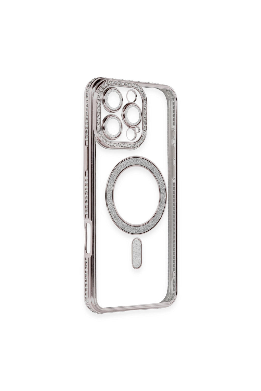 Apple iPhone 16 Pro Uyumlu Kılıf Joke Simli Magneticsafe Kılıf - Pembe