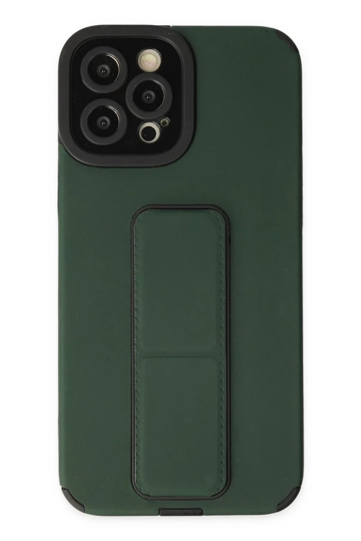 Apple iPhone 12 Pro Max Uyumlu Kılıf Mega Standlı Silikon - Yeşil